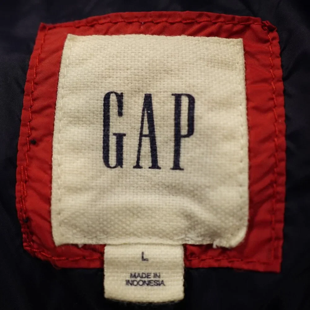 GAP ColdControl Max Puffer Jacket Men’s‎ Large Navy Stripe Hooded Primaloft